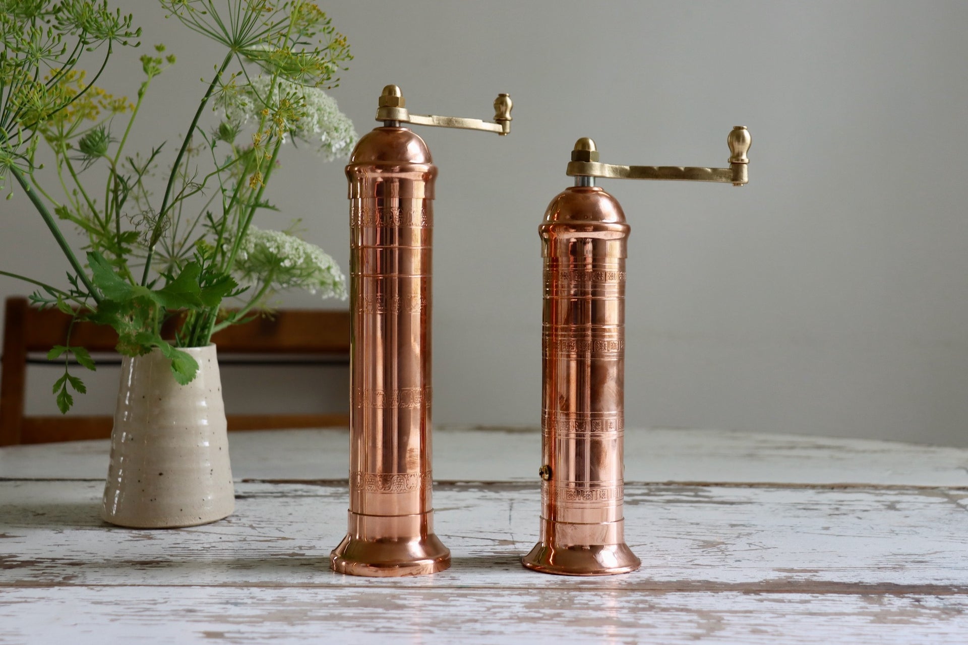 Slope Home Copper and Brass Salt & Pepper Mills - 9-inch Copper Salt Mill
