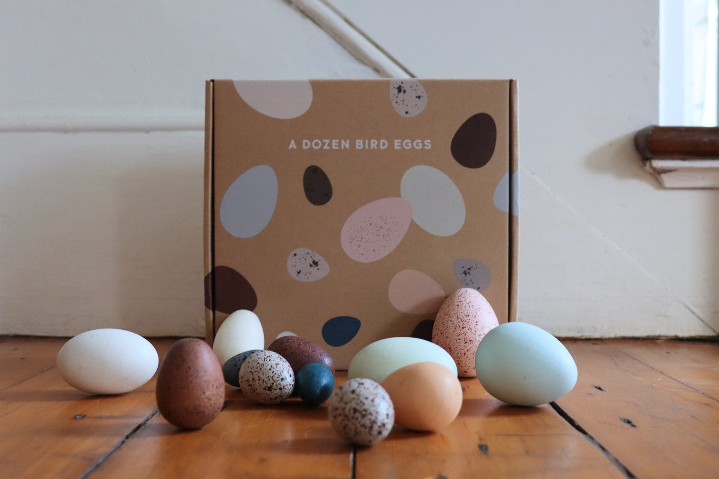 A Dozen Wooden Bird Eggs