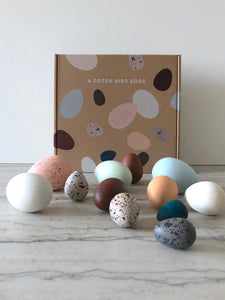 A Dozen Wooden Bird Eggs